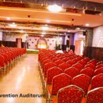 title="Spacious and beautifully decorated AC banquet hall at BTS Conventions, Vijayawada – Perfect for weddings, parties, and formal functions"
